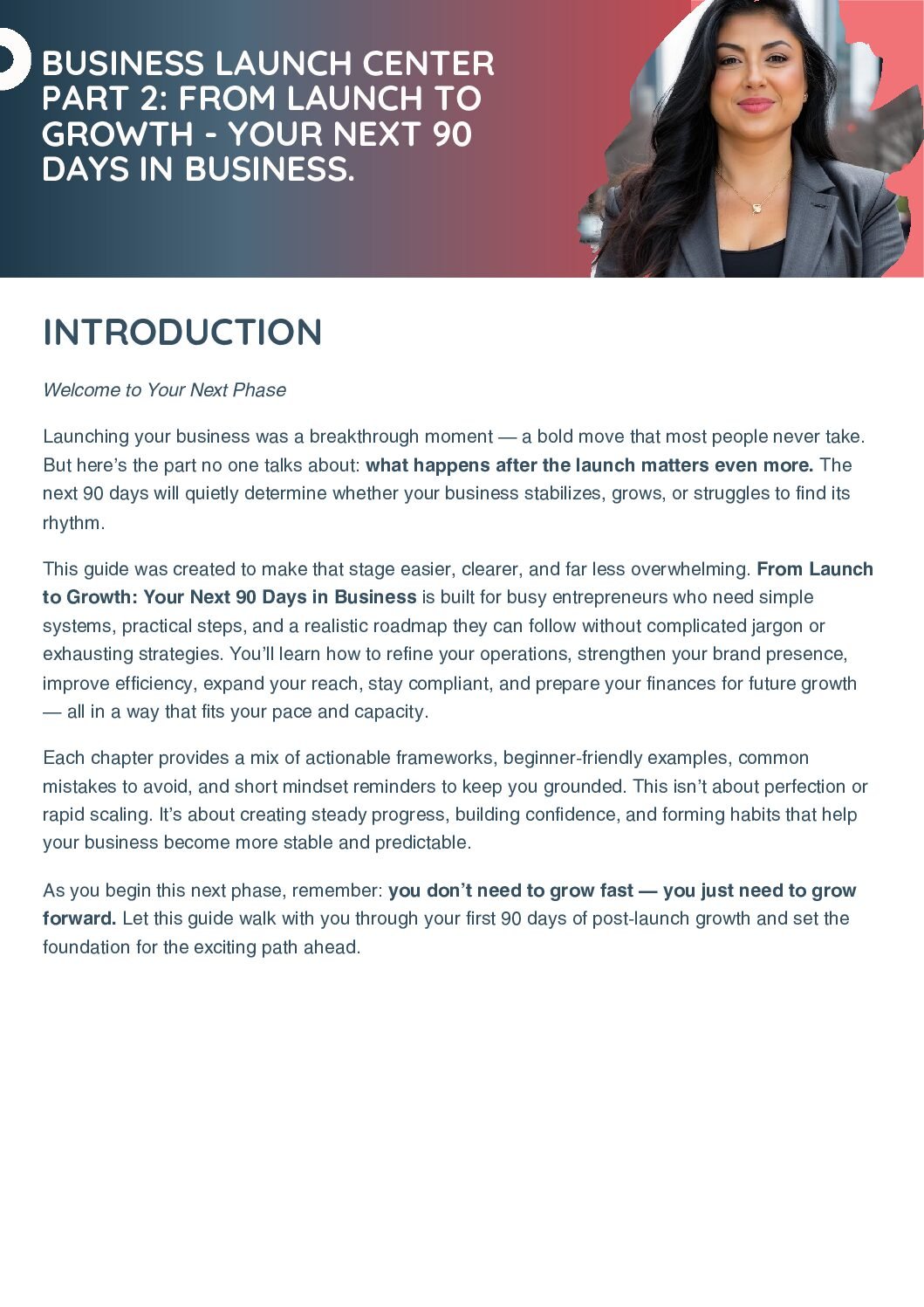 Business Launch Blueprint Part II - From Launch to Growth: Your Next 90 Days in Business (Ebook Only)