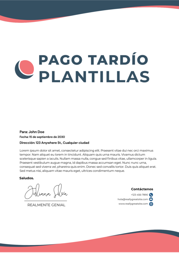 Late Payment Letter Templates – Spanish Edition