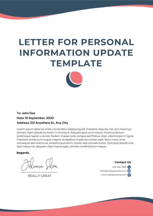 Personal Information Update Letter Pack - English