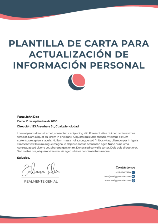 Personal Information Update Letter – Spanish