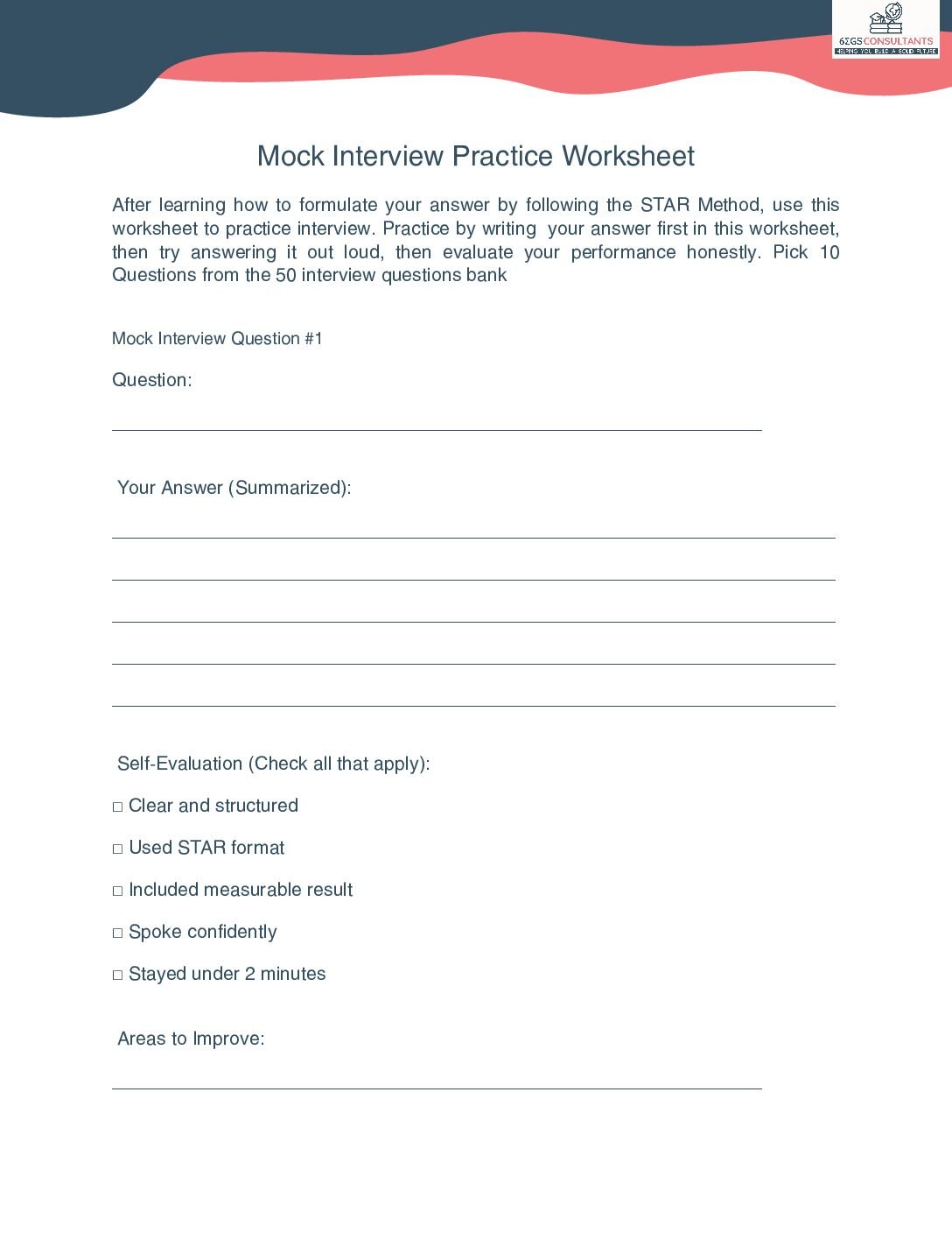 Mock Interview Practice Worksheet™ (EN)
