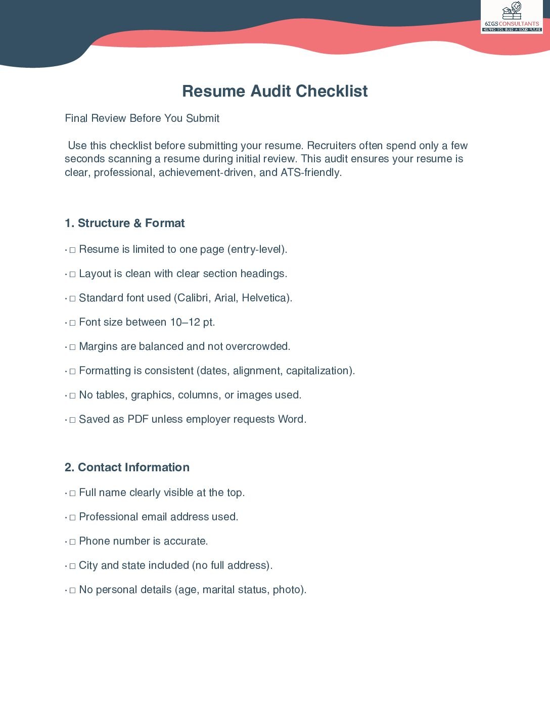 Resume Audit Checklist™ (EN)