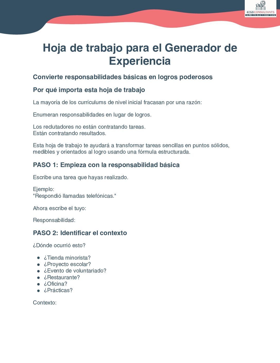Resume Bullet Point Builder Worksheet™ (EN)