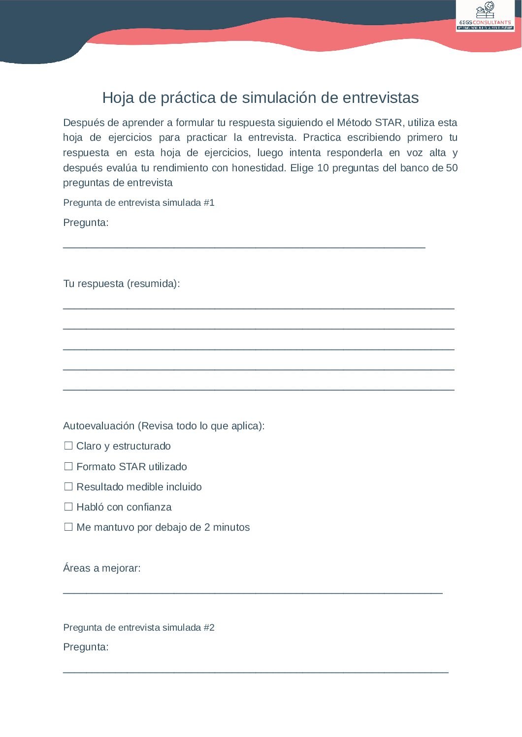 Mock Interview Practice Worksheet™ (EN)